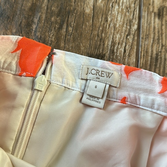J. Crew Floral Flounce Pleated A-Line Knee-Length Skirt Preppy Neon Orange 6 - Picture 3 of 5